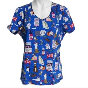 Blue Animal Lover Scrub Top